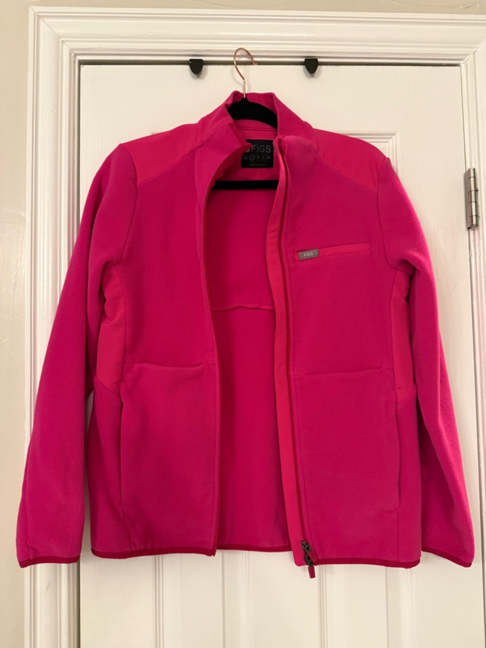 Figs Women's Hot Pink Teddy Fleece Jacket